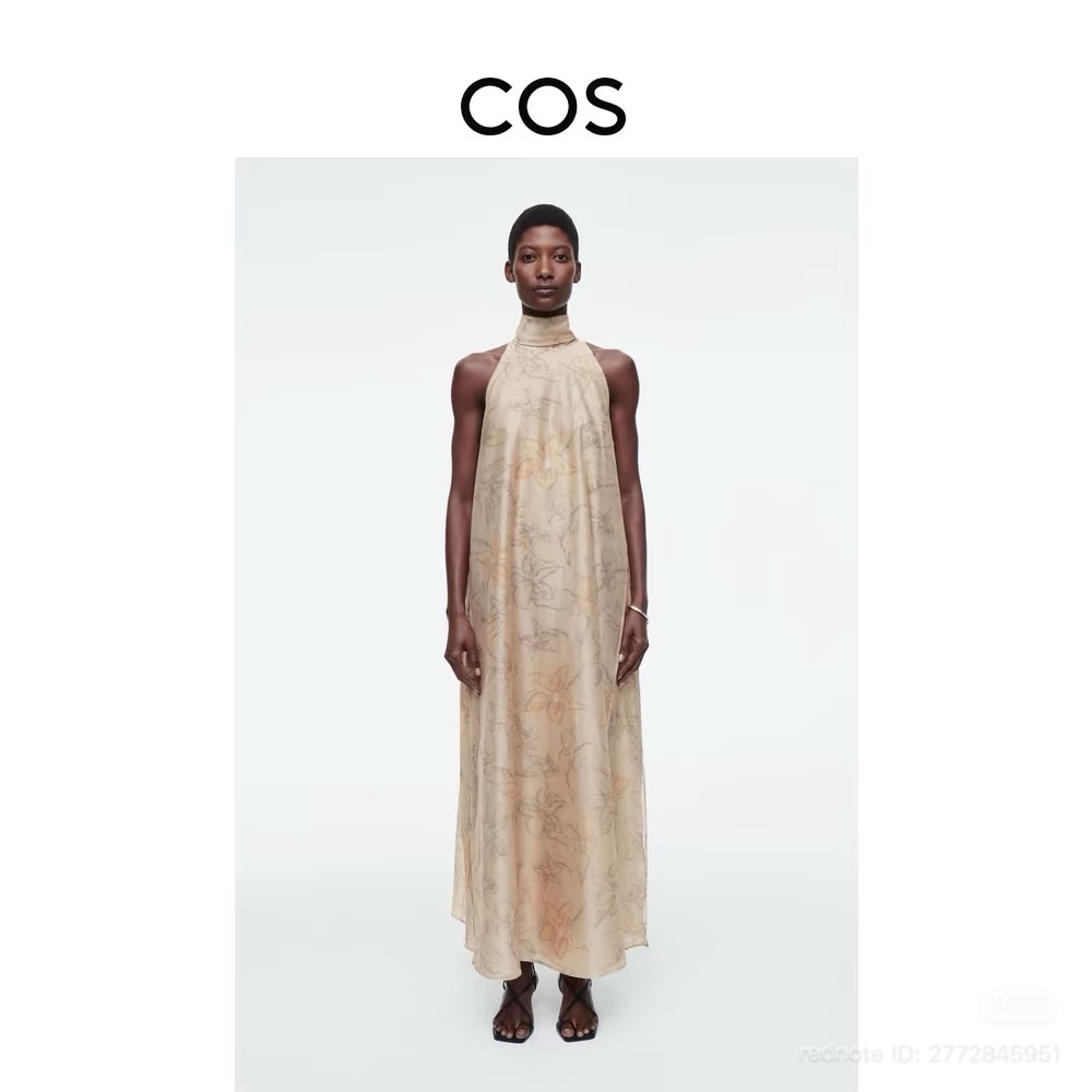 COS Floral-Print Halterneck A-Line Maxi Dress